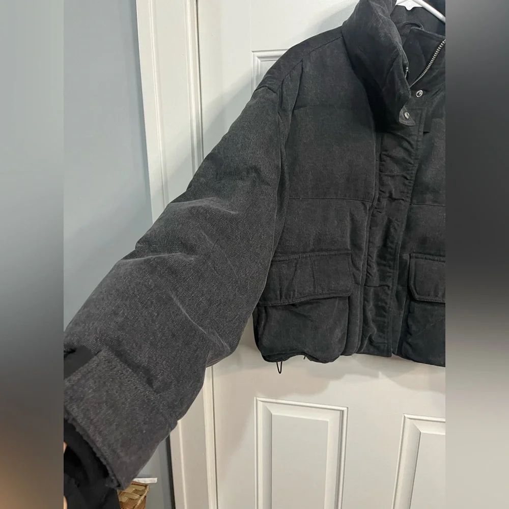 AGOLDE Relaxed 
Nova Denim Puffer In Marbled Blk (washed BIk) Puffer Jacket XS - Picture 8 of 16